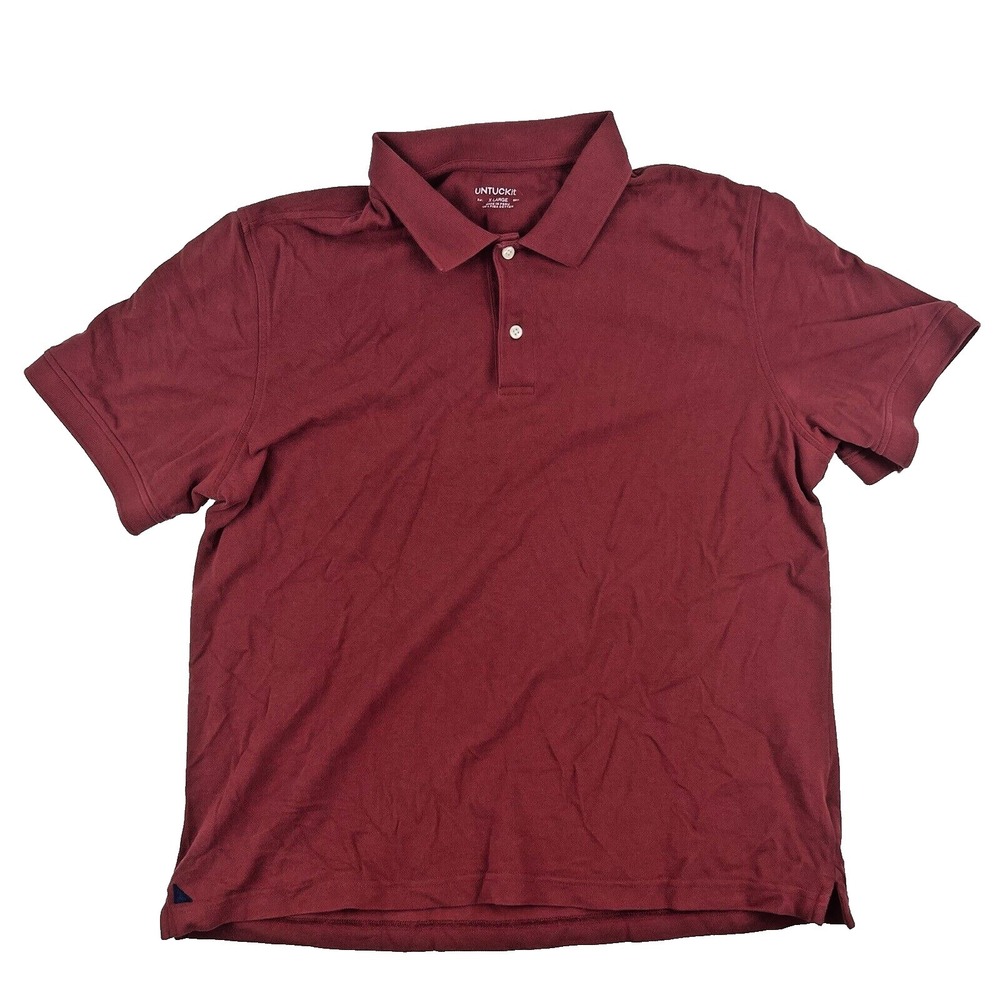 UNTUCKit Red Pima Cotton Short‎ Sleeve Gondola Polo Shirt Mens Size XL